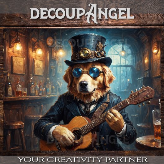 Papier Mousseline Golden Retriever Rockstar - Hor. - Découpage -