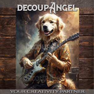 Papier Mousseline Golden Retriever Rockstar - Vert. - Découpage -