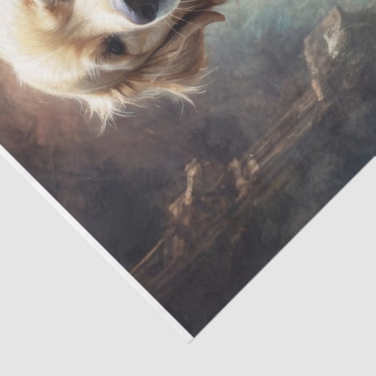 Papier Mousseline Golden Retriever Rockstar - Vert. - Découpage - (Détail)