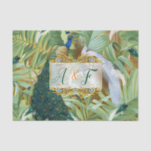 Papier Mousseline Golden Royal Peacock Feathers