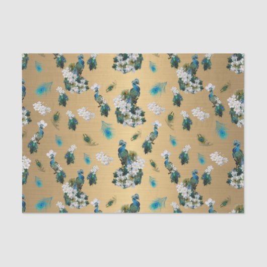 Papier Mousseline Golden Royal Peacock Temple Mariage Dreams (Recto)