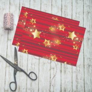 Papier Mousseline Golden Stars and Stripes Merry Christmas