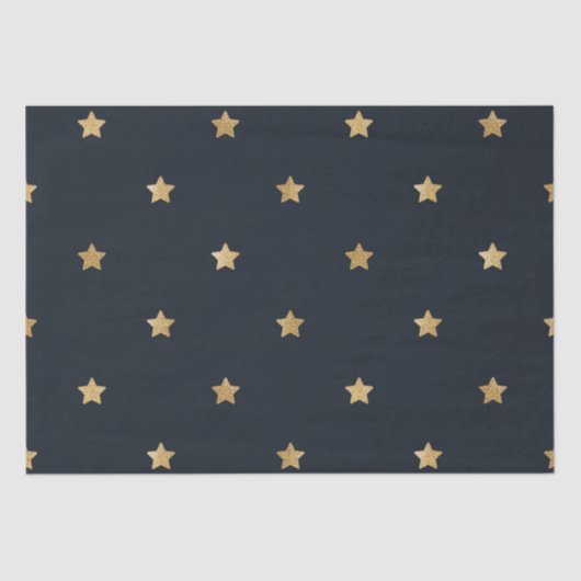 Papier Mousseline Golden Stars on Midnight Black (Recto)