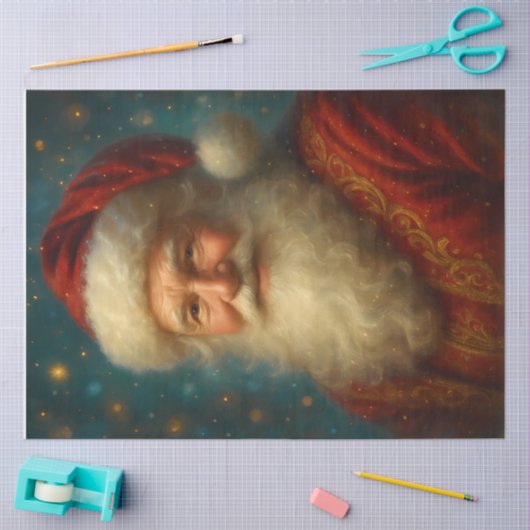 Papier Mousseline Golden Trim Santa Christmas Decoupage (Artisanat)