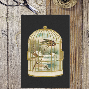 Papier Mousseline Golden Vintage Bird Cage Winter Scène
