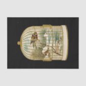 Papier Mousseline Golden Vintage Bird Cage Winter Scène (Recto)