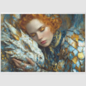 Papier Mousseline Golden White Dragon Imaginaire Queen Découpage Art (Recto)