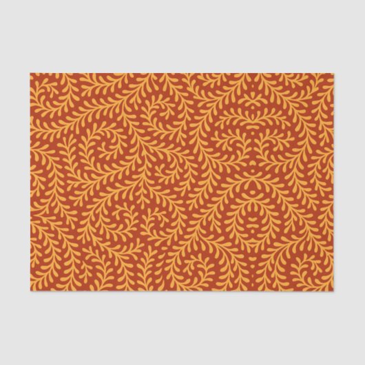 Papier Mousseline Golden Yellow Leafy Vine Pattern  (Recto)