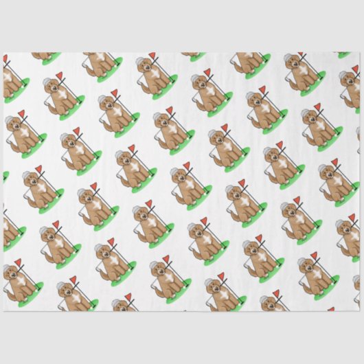 Papier Mousseline Goldendoodle Chien Jouer Golf (rouge whmk2) Plaisi (Recto)