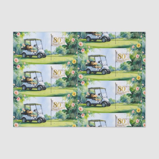 Papier Mousseline Golf 80e anniversaire au golf de golf pour golfeur (Recto)