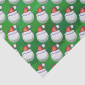 Papier Mousseline Golf Ball Noël Casquettes sur Vert (Détail)