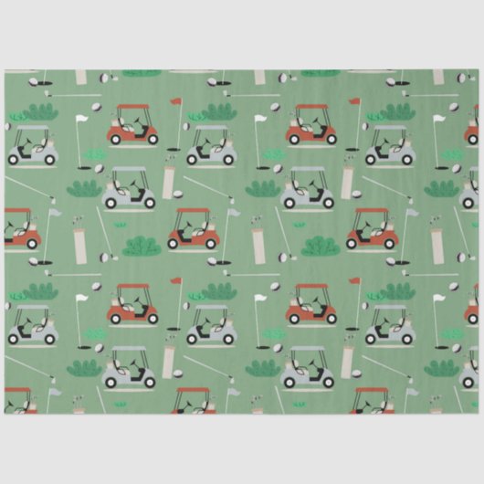 Papier Mousseline Golf Carts Moderne Golfer Golf Thème Motif (Recto)