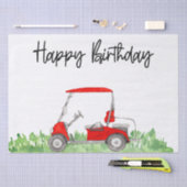 Papier Mousseline Golf Joyeux anniversaire avec voiturette de golf W (Artisanat)