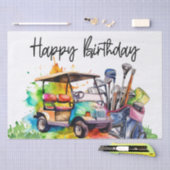 Papier Mousseline Golf Joyeux anniversaire avec voiturette de golf W (Artisanat)