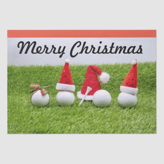 Papier Mousseline Golf Joyeux Noël avec balle de golf Santa Hat (Recto)