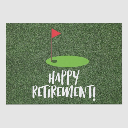 Papier Mousseline Golf Retire Happy Retirement avec drapeau de golf (Recto)