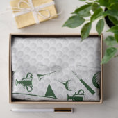 Papier Mousseline Golf Vert Blanc Golf Ball Clubs Trophée Drapeau Ti (Cadeau)