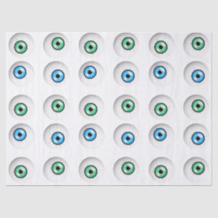 Papier Mousseline Goofy Blue et Green Eyeball Motif