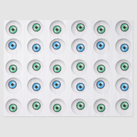 Papier Mousseline Goofy Blue et Green Eyeball Motif (Recto)