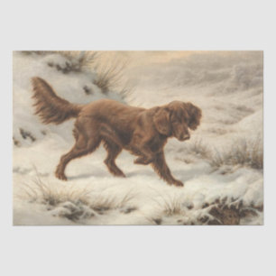 Papier Mousseline Gordon Setter Dog dans un paysage hivernal enneigé
