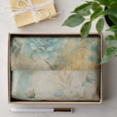 Papier Mousseline Gorgeous Blue Peonies on Distressed Background (Cadeau)