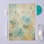 Papier Mousseline Gorgeous Blue Peonies on Distressed Background (Artisanat)