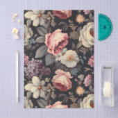 Papier Mousseline Gorgeous Floral Pattern on Dark Background (Artisanat)