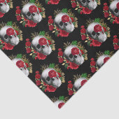 Papier Mousseline Goth Crâne avec fleurs rouges à motifs (Détail)