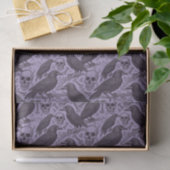 Papier Mousseline Goth Skull & Raven en violet, Minuit Macabre (Cadeau)