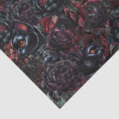 Papier Mousseline Gothic Black Cat & Dark Flowers Pattern  (Détail)