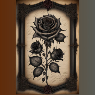 Papier Mousseline Gothic Black Flower Decoupage paper