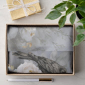 Papier Mousseline Gothic Black Raven White Flowers  (Cadeau)