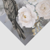 Papier Mousseline Gothic Black Ravens & White Flowers (Détail)