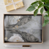 Papier Mousseline Gothic Black Ravens & White Flowers (Cadeau)