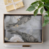 Papier Mousseline Gothic Black Ravens & White Flowers  (Cadeau)