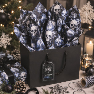 Papier Mousseline Gothic Christmas Crânes Spooky Creepmas