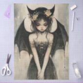 Papier Mousseline Gothic Dark Fairy with Floral Crown Decoupage (Artisanat)