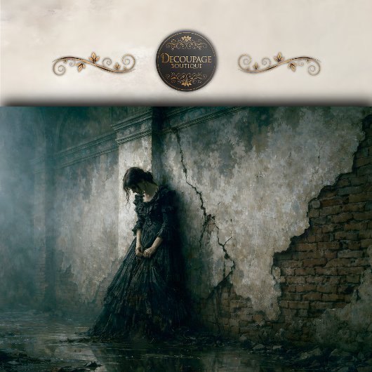 Papier Mousseline Gothic Mourning Woman Wall Decoupage