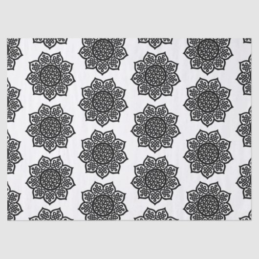 Papier Mousseline GOTHIC SOLEIL Noir Blanc Celtique noeuds (Recto)