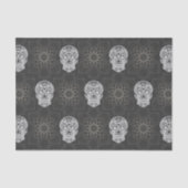 Papier Mousseline Gothic Sugar Skull and Grey Geometric Pattern (Recto)