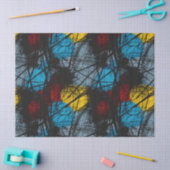 Papier Mousseline Gothique Bleu foncé Noir Rouge Jaune (Artisanat)