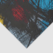 Papier Mousseline Gothique Bleu foncé Noir Rouge Jaune (Détail)