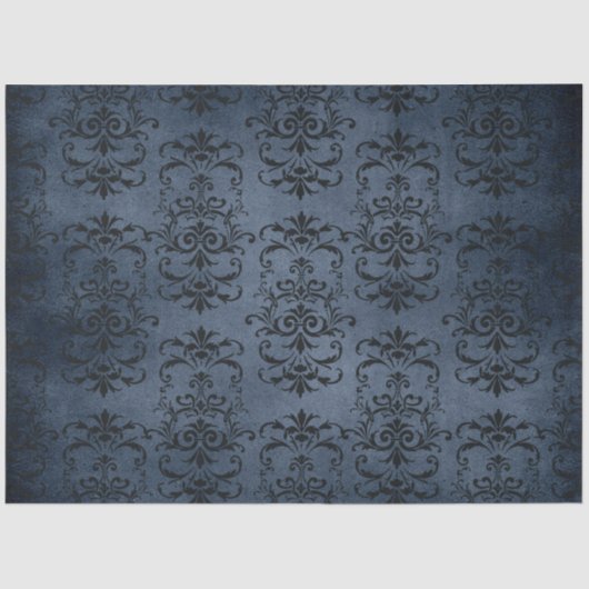 Papier Mousseline Gothique Blue Damask Series Design 11 (Recto)