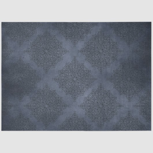 Papier Mousseline Gothique Blue Damask Series Design 5 (Recto)
