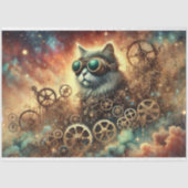 Papier Mousseline Gothique Cosmic Steampunk Cat Dream Decoupage (Recto)