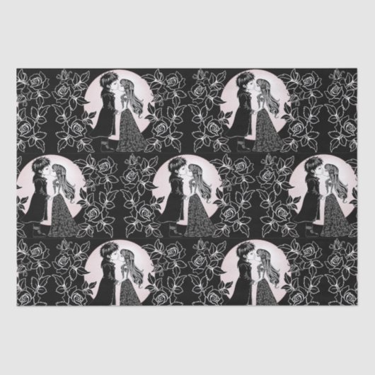 Papier Mousseline Gothique Emo Enfants Kiss Valentine's Day (Recto)