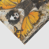 Papier Mousseline Gothique Fée Jaune ailes Imaginaire foncé Découpag (Détail)