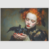 Papier Mousseline Gothique fille avec bébé Dragon noir Découpage Art (Recto)