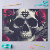 Papier Mousseline Gothique foncé Macabre Rose crâne (Artisanat)