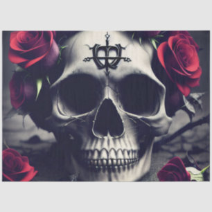 Papier Mousseline Gothique foncé Macabre Rose crâne